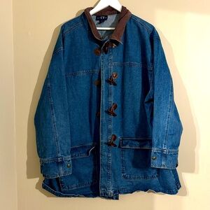 Vintage Original TY Wear Denim Barn Coat Corduroy Collar Toggles